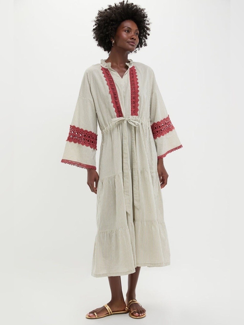 Tuckernuck Striped Maxi Dress with Rose Crochet Trim